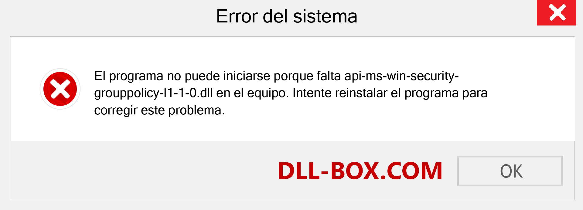 ¿Falta el archivo api-ms-win-security-grouppolicy-l1-1-0.dll ?. Descargar para Windows 7, 8, 10 - Corregir api-ms-win-security-grouppolicy-l1-1-0 dll Missing Error en Windows, fotos, imágenes